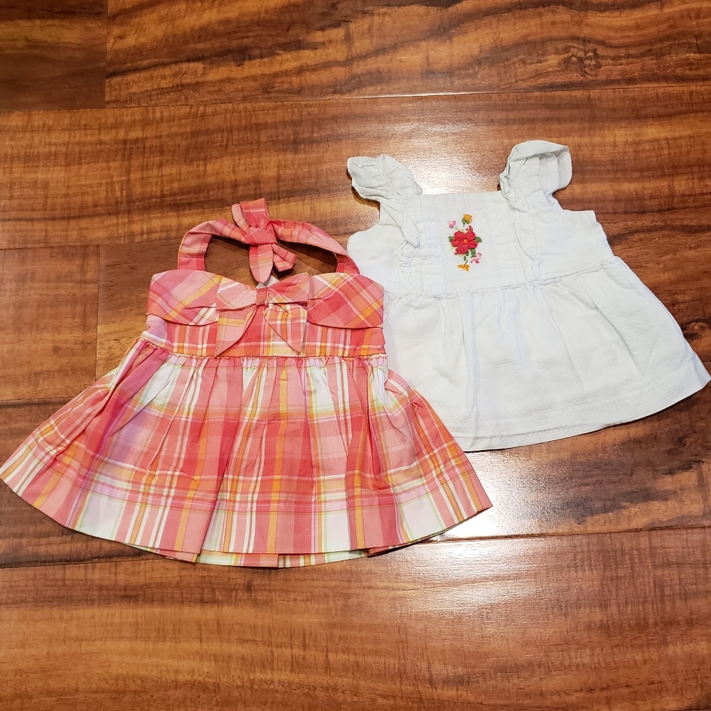 Janie and Jack NWT/EUC 3-6 months two blouses - floral embroidered and plaid